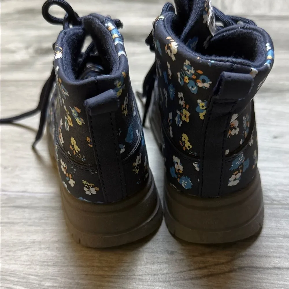 OshKosh B'gosh Navy Floral Lace-Up Kids Ankle Boots